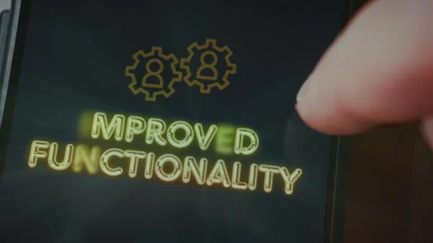 Improved Functionality themed graphic presentation created on smartphone Stock Footage 289092181