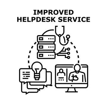 Improved helpdesk service concept providing online support solutions イラスト素材