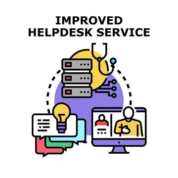 Improved helpdesk service concept providing online support solutions Stock Illustration
