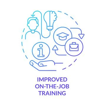 Improved on-the-job training blue gradient concept icon Stock Illustration