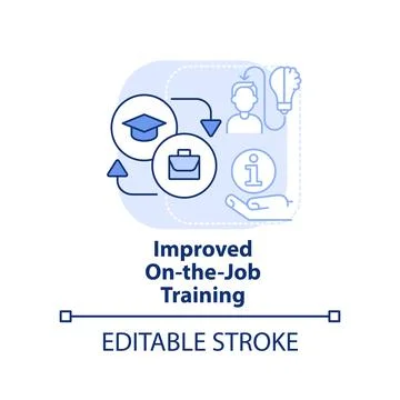 Improved on-the-job training light blue concept icon Stock Illustration