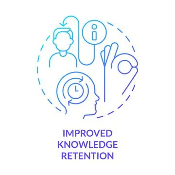 Improved knowledge retention blue gradient concept icon Stock Illustration