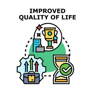 Improved quality of life progress achieving success Stock Illustration