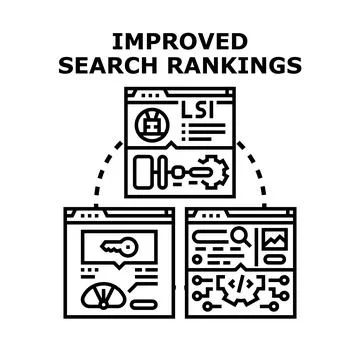 Improved search rankings for website optimization concept Stock Illustration