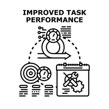 Improved task performance workflow optimization concept Stock Illustration
