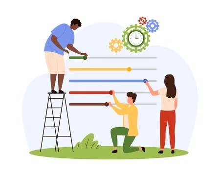 Improvement and customization of digital system, tiny people change settings イラスト素材