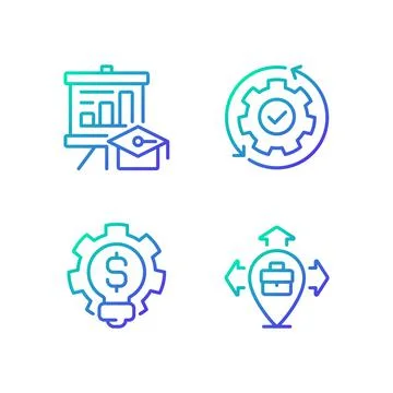 Improvement business process gradient linear vector icons set イラスト素材