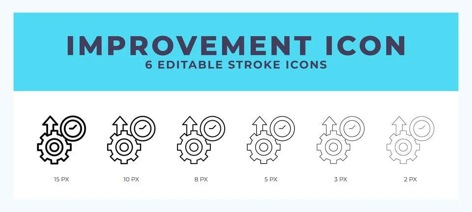 Improvement icon set with different stroke. Design elements for logo. Vecto.. Stock Illustration
