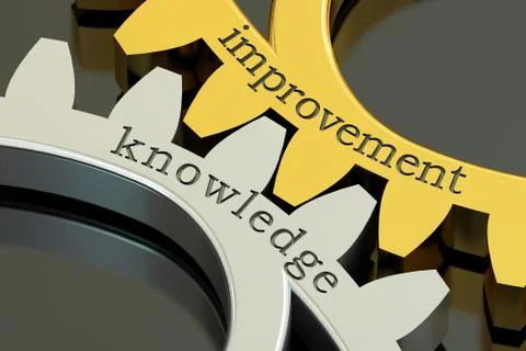 Improvement Knowledge concept on the gearwheels, 3D rendering Stock Illustration