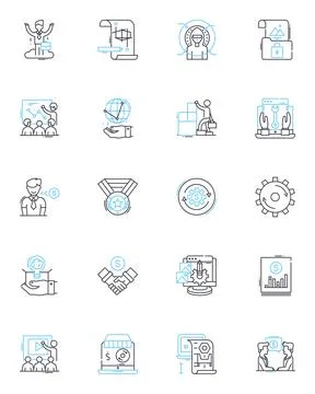 Improvement linear icons set. Progress, Growth, Betterment, Advancement Ilustración de archivo