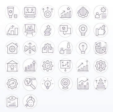 Improvement Modern Vector Collection with 32 Thin Line High Resolution Deta.. Stock Illustration