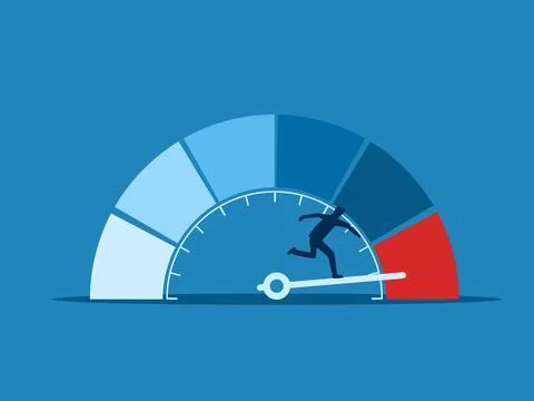 Improvement Or Effort To Be Better, Businessman Push Performance Measure Illustrazione stock