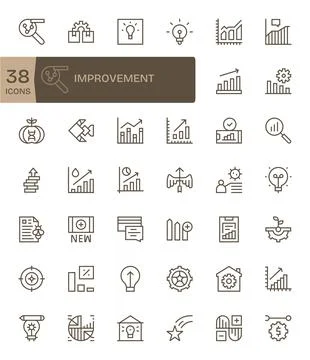 Improvement Professional Vector Set with 42 Regular Line Detail Enhanced Hi.. Stock Illustration