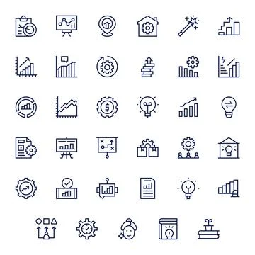 Improvement Vector Icon Collection featuring 35 Pixel Optimized 128x128 Reg.. 스톡 일러스트