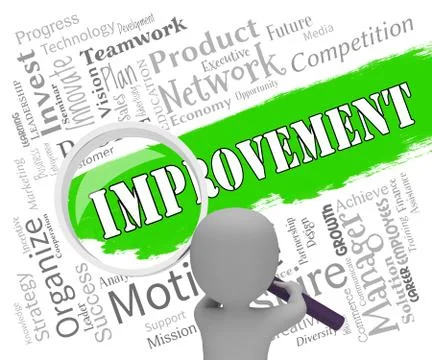 Improvement Words Shows Progress Upgrade 3d Rendering Stock Illustration