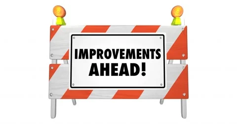Improvements Ahead Road Construction Sign Barrier 4K Video stock 60419155