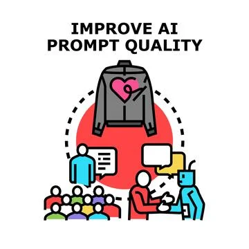Improving ai prompt quality concept illustration Illustrazione stock