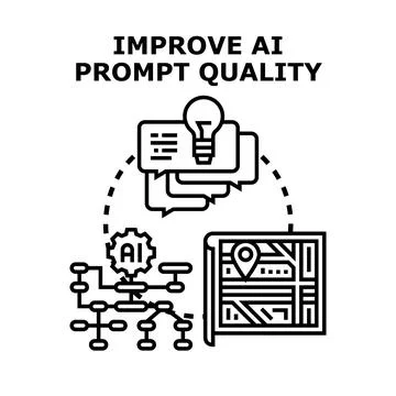 Improving ai prompt quality process and development Stock Illustration