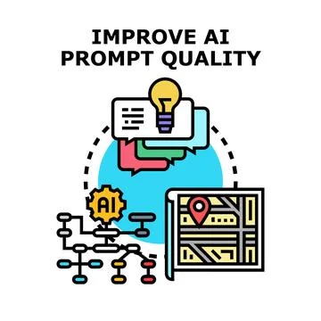 Improving ai prompt quality process and development Stock Illustration