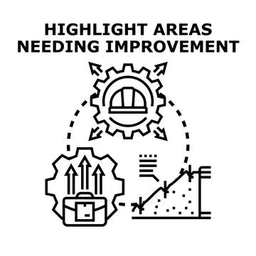 Improving areas needing business development and problem solving Stock Illustration