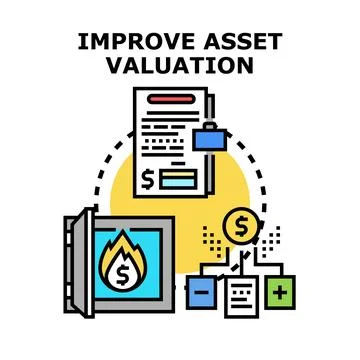 Improving asset valuation calculating financial worth analysis Stock Illustration