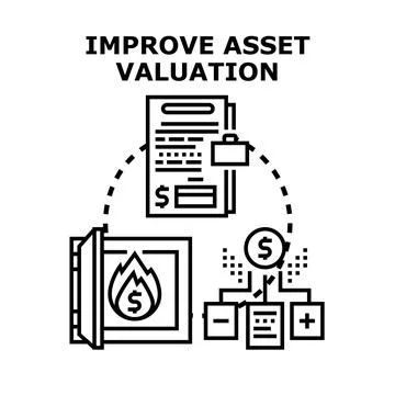 Improving asset valuation calculating financial worth analysis Stock Illustration