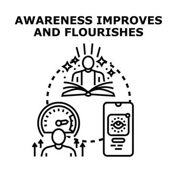 Improving awareness, knowledge, and personal growth concept Stock Illustration
