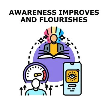 Improving awareness, knowledge, and personal growth concept Stock Illustration