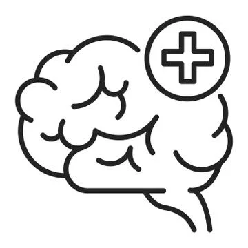 Improving brain activity black line icon. Exercising the brain to improve mem Stock Illustration
