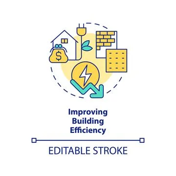 Improving building efficiency concept icon Ilustración de archivo
