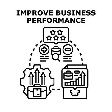 Improving business performance process flat vector concept Illustrazione stock