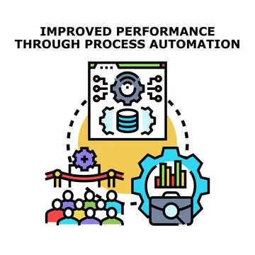 Improving business performance through process automation Stock Illustration