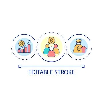 Improving business profitability loop concept icon Stock Illustration