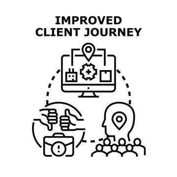 Improving client journey and customer experience process Stock Illustration