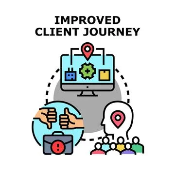 Improving client journey and customer experience process Stock Illustration