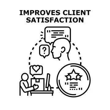 Improving client satisfaction achieving customer success and feedback Stock Illustration