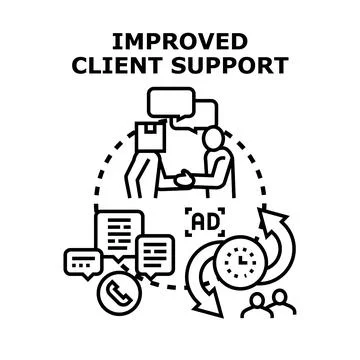 Improving client support and relationship management concept Stock Illustration