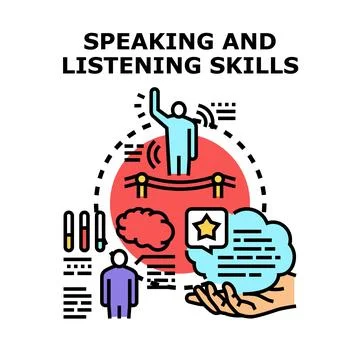 Improving communication skills for effective speaking and listening Stock Illustration