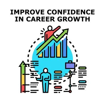 Improving confidence in career growth development process Stock Illustration