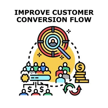 Improving customer conversion flow business strategy concept Stock Illustration