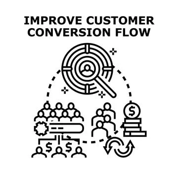 Improving customer conversion flow business strategy concept Stock Illustration