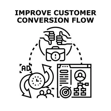 Improving customer conversion flow vector concept Stock Illustration