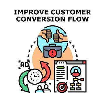 Improving customer conversion flow vector concept Stock Illustration