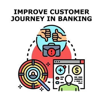 Improving customer journey in financial services banking Stock Illustration