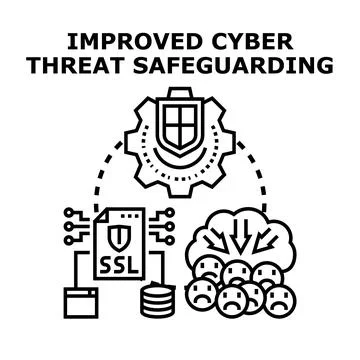 Improving cyber threat safeguarding and data security Stock Illustration