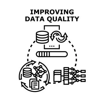 Improving data quality process and data management Stock Illustration
