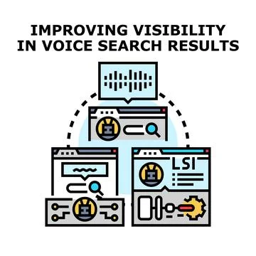 Improving digital content visibility in voice search results Stock Illustration
