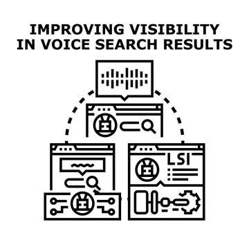Improving digital content visibility in voice search results Stock Illustration