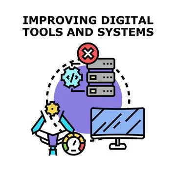 Improving digital tools and systems with software development Stock Illustration
