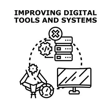 Improving digital tools and systems with software development Stockillustratie